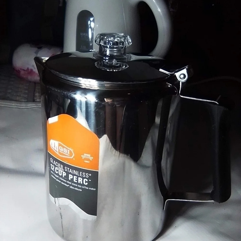 GLACIER STAINLESS 12 CUP PERC W/SILICONE HANDLE.  C​